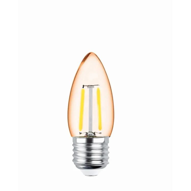 Żarówka LED E27 2W Filament świeczka C35 2200K COG złota