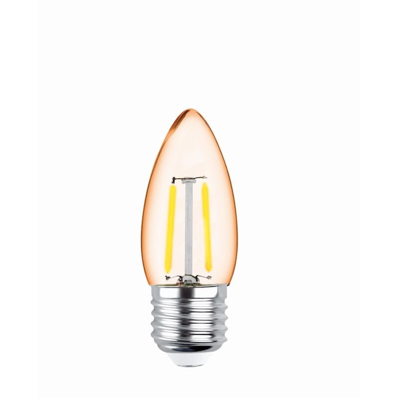Żarówka LED E27 2W Filament świeczka C35 2200K COG złota