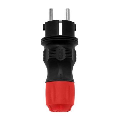 Wtyczka gumowa IP54, 2p+Z, 16A z czerwoną nakrętką WT-54