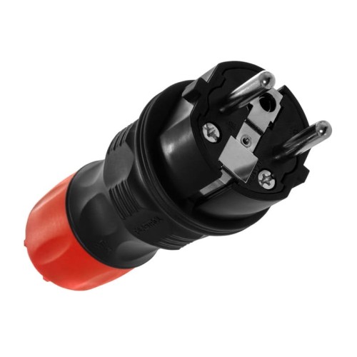 Wtyczka gumowa IP54, 2p+Z, 16A z czerwoną nakrętką WT-54 EXTREM