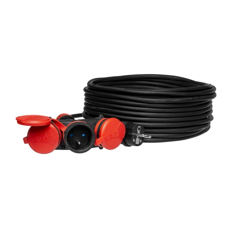 Przedłużacz budowlany KEL X3 trzygniazdowy 25m 16A IP54 3x1,5