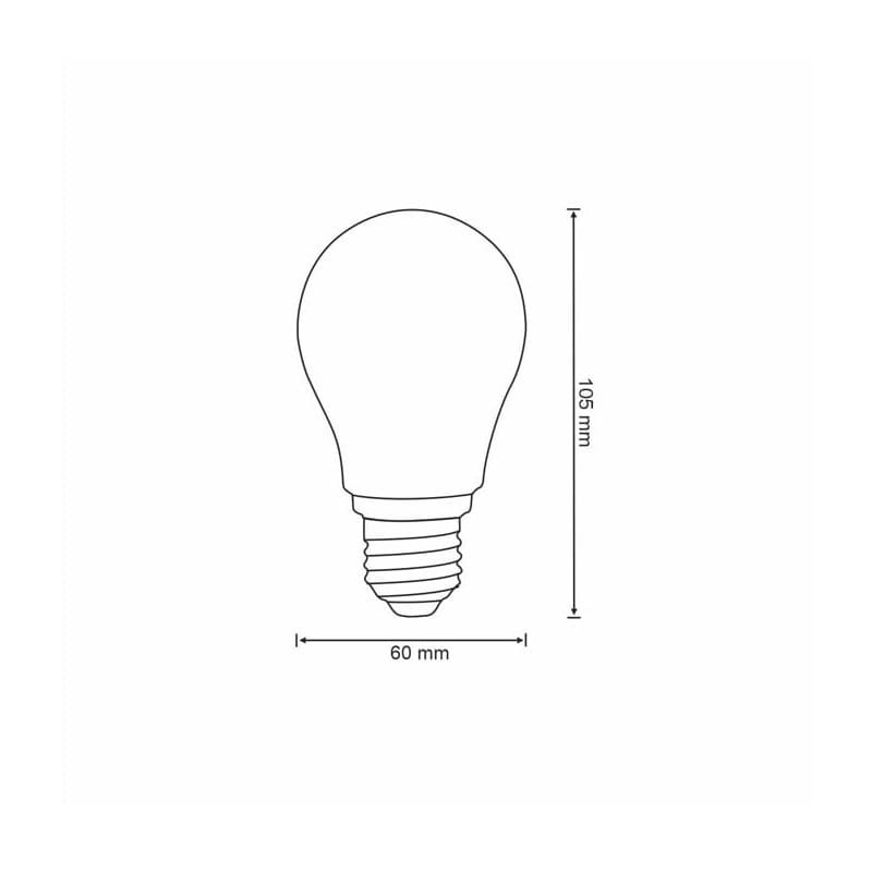 Żarówka LED smart Filament E27 A60 7W CCT sterowna aplikacją TUYA wymiary