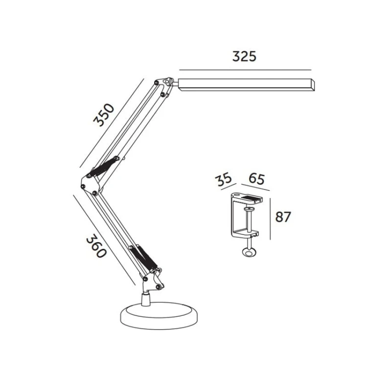 Lampka biurkowa LED TENUIX 14W CCT czarna wymiary