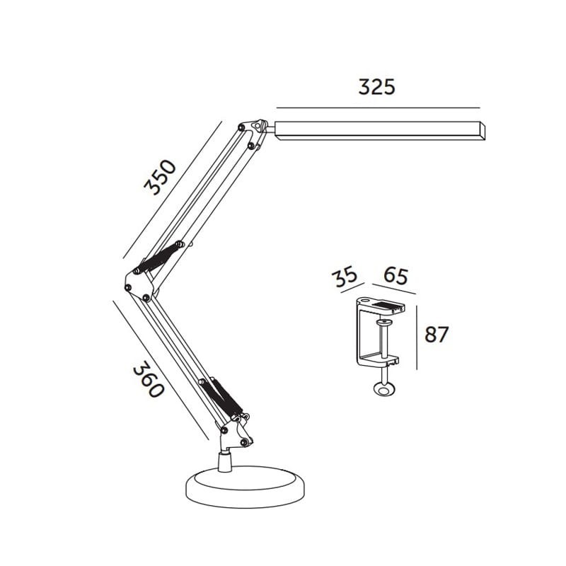 Lampka biurkowa LED TENUIX 14W CCT czarna wymiary