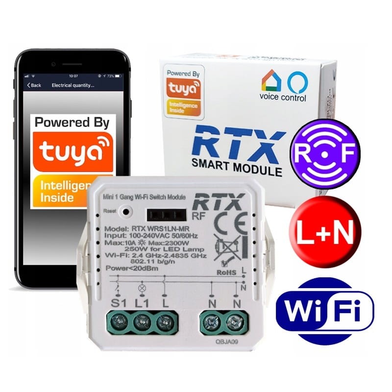 Przekaźnik dopuszkowy WiFi TUYA LN opcja RF