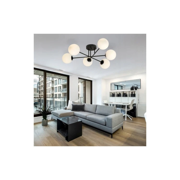 Lampa sufitowa, żyrandol wisząca 6xE27 77cm BALI czarna_4