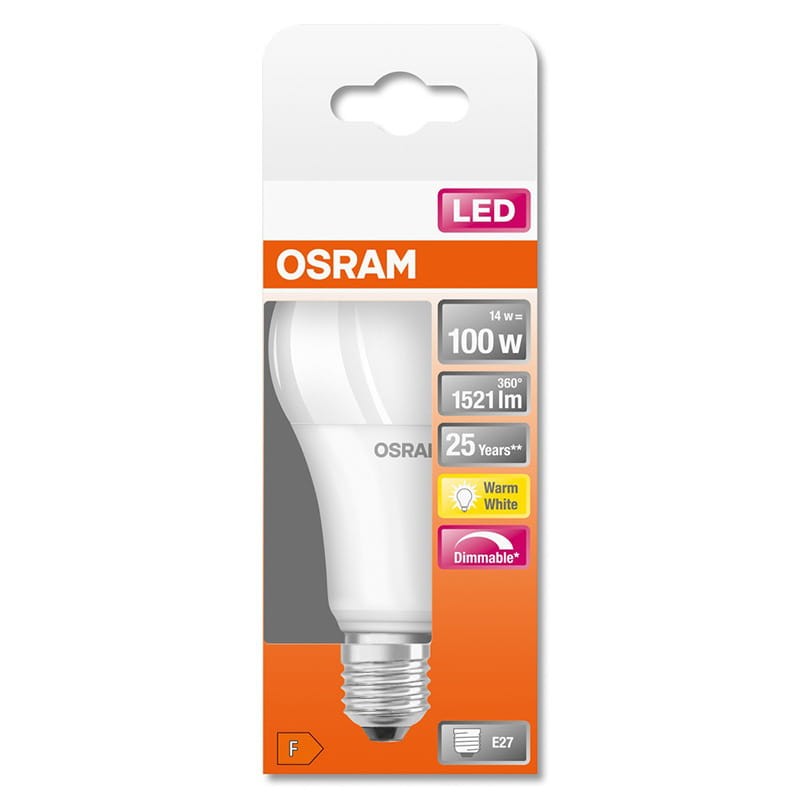 Żarówka LED Osram E27 14W A60 biała ciepła ściemniana_2