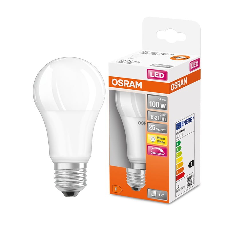 Żarówka LED Osram E27 14W A60 biała ciepła ściemniana