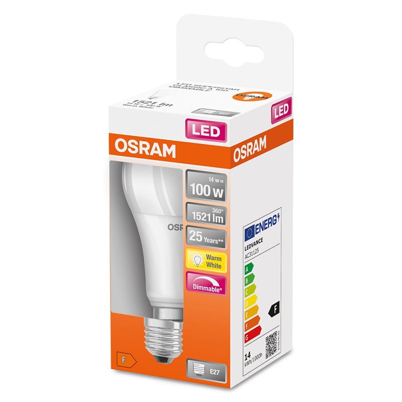 Żarówka LED Osram E27 14W A60 biała ciepła ściemniana_4