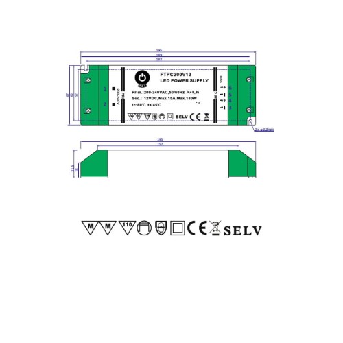 Zasilacz LED 200W 24V 8,33A meblowy POS Power FTPC200V24_1