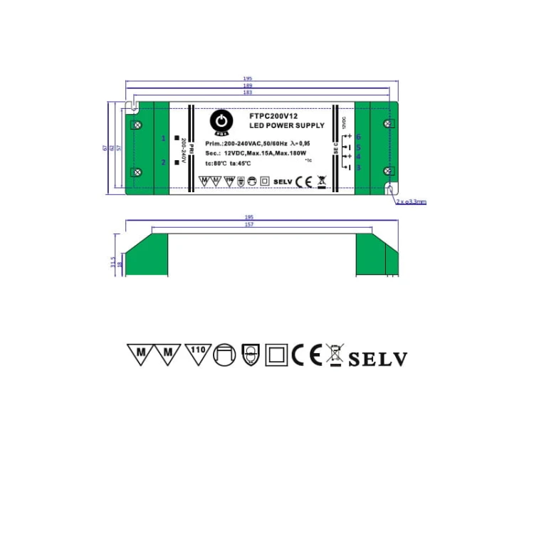 Zasilacz LED 200W 24V 8,33A meblowy POS Power FTPC200V24_1