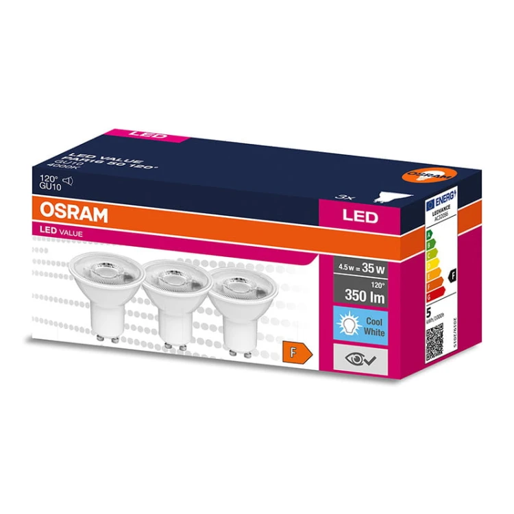 Żarówka LED Osram GU10 4,5W 4000K biała neutralna - 3-pak_1