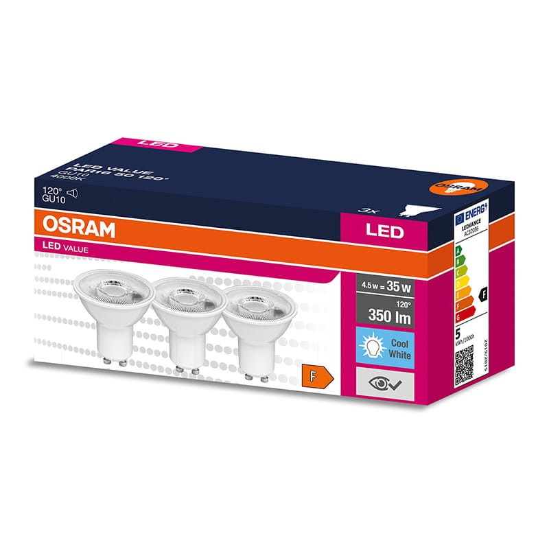 Żarówka LED Osram GU10 4,5W 4000K biała neutralna - 3-pak_1