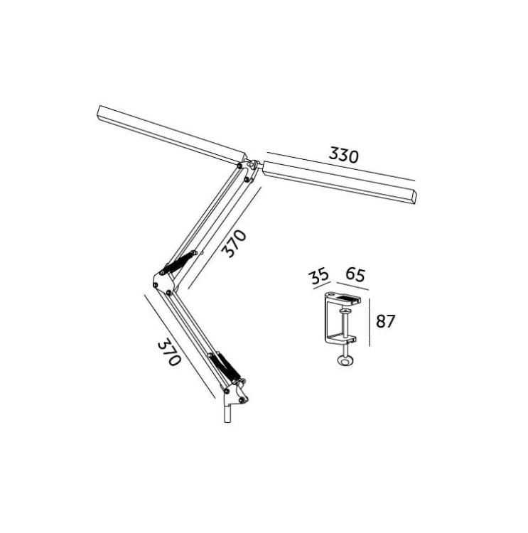 Lampka biurkowa LED TENUIX DUO 28W CCT czarna wymiary