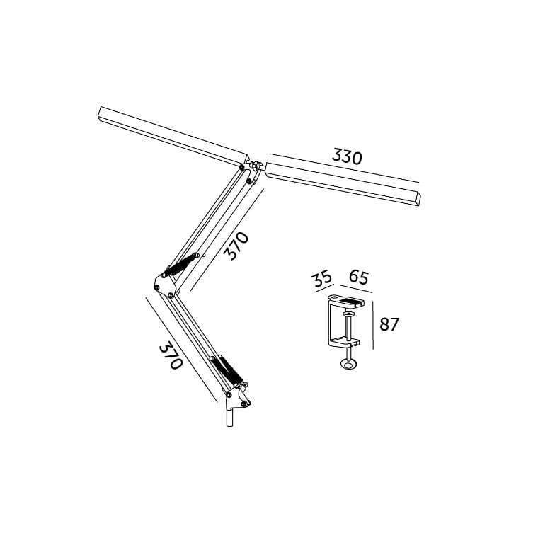 Lampka biurkowa LED TENUIX DUO 28W CCT czarna wymiary