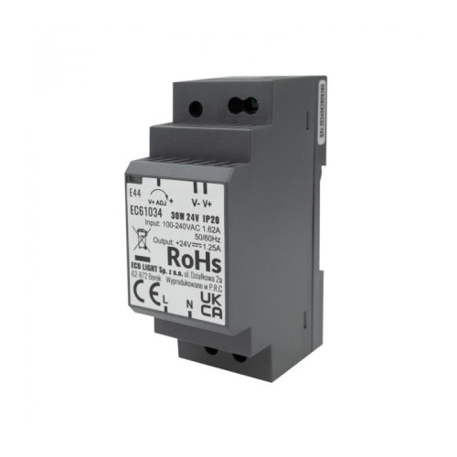 Zasilacz LED 30W 24V DC 1,25A na szynę DIN Premium