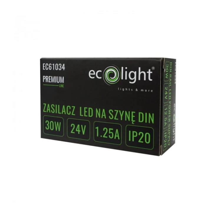 Zasilacz LED 30W 24V DC 1,25A na szynę DIN Premium opakowanie