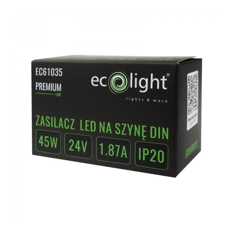 Zasilacz LED 45W 24V DC 1,87A na szynę DIN Premium opakowanie