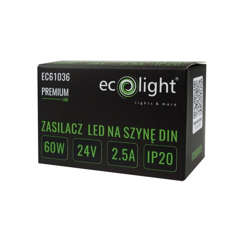 Zasilacz LED 60W 24V DC 2,5A na szynę DIN Premium opakowanie
