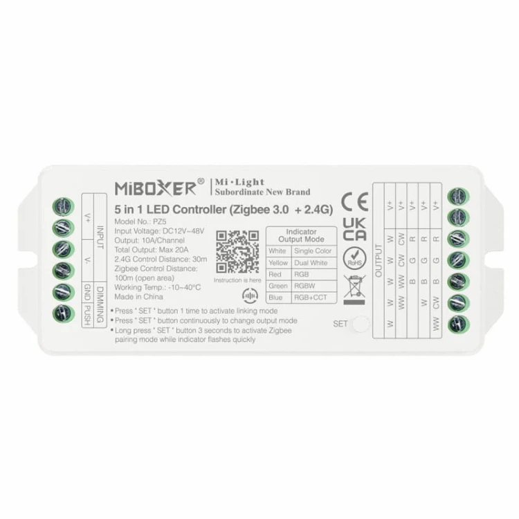 Sterownik kontroler LED 5w1 Mono CCT RGB RGBW RGBCCT 12-48V 20A Milight