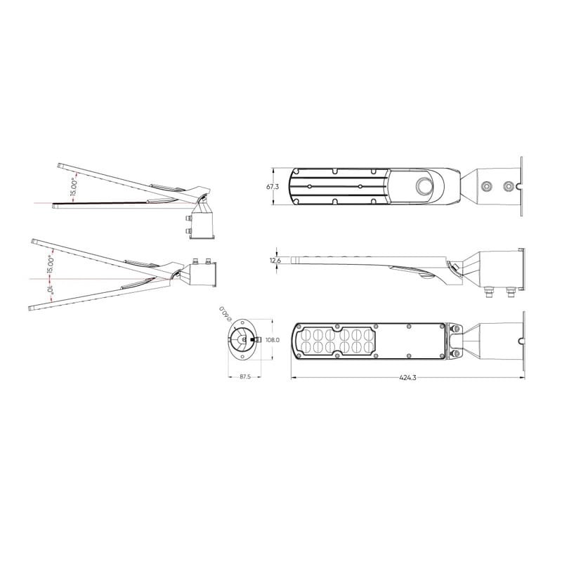 Oprawa, lampa uliczna LED LEDLine Lite 30W IP65 FLAMINGO - biała neutralna wymiary