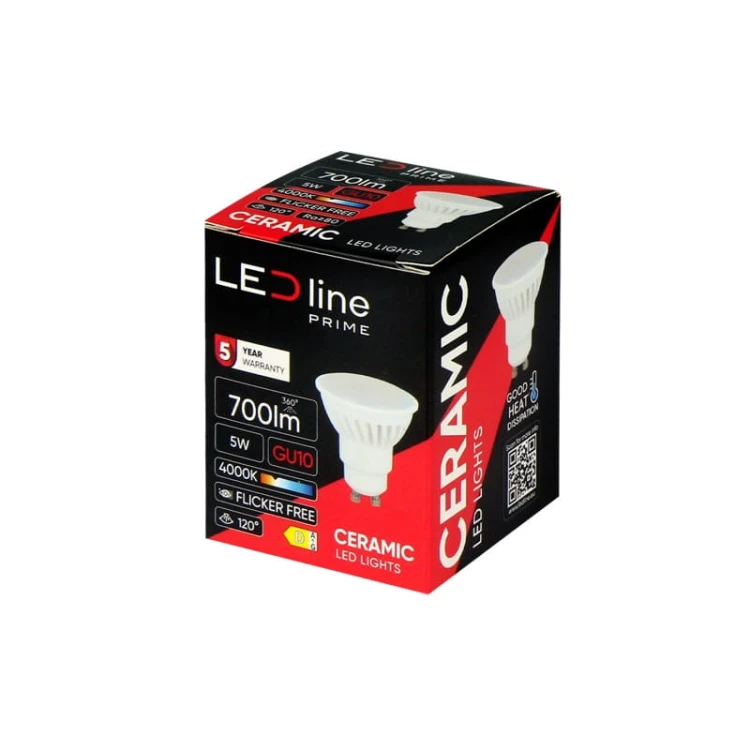 Żarówka LED Ledline PRIME GU10 5W 230V biała neutralna opakowanie
