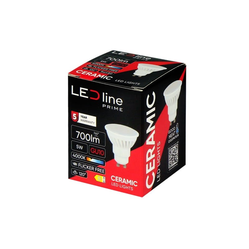 Żarówka LED Ledline PRIME GU10 5W 230V biała neutralna opakowanie