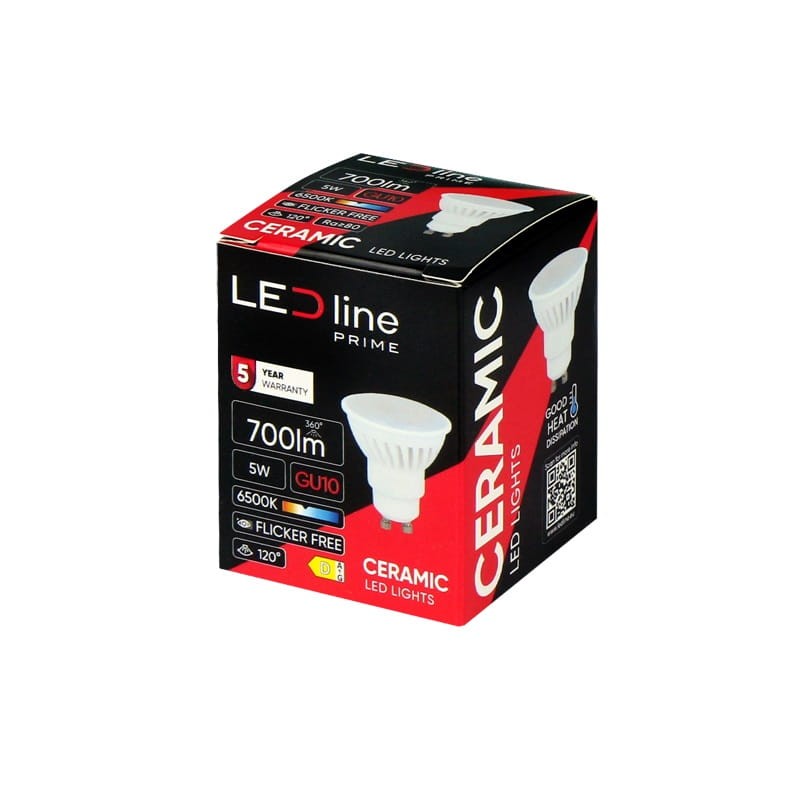 Żarówka LED Ledline PRIME GU10 5W 230V biała zimna opakowanie