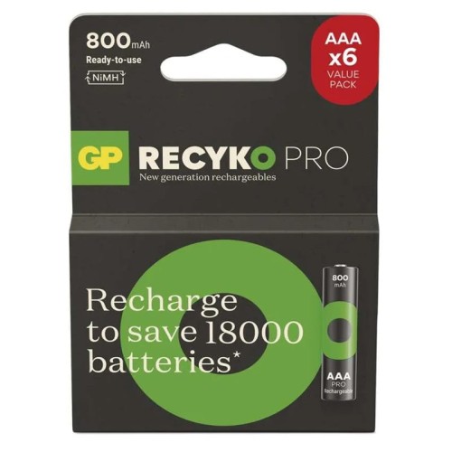 Akumulatory GP R03 AAA 800mAh ReCyko - 6 szt. opakowanie