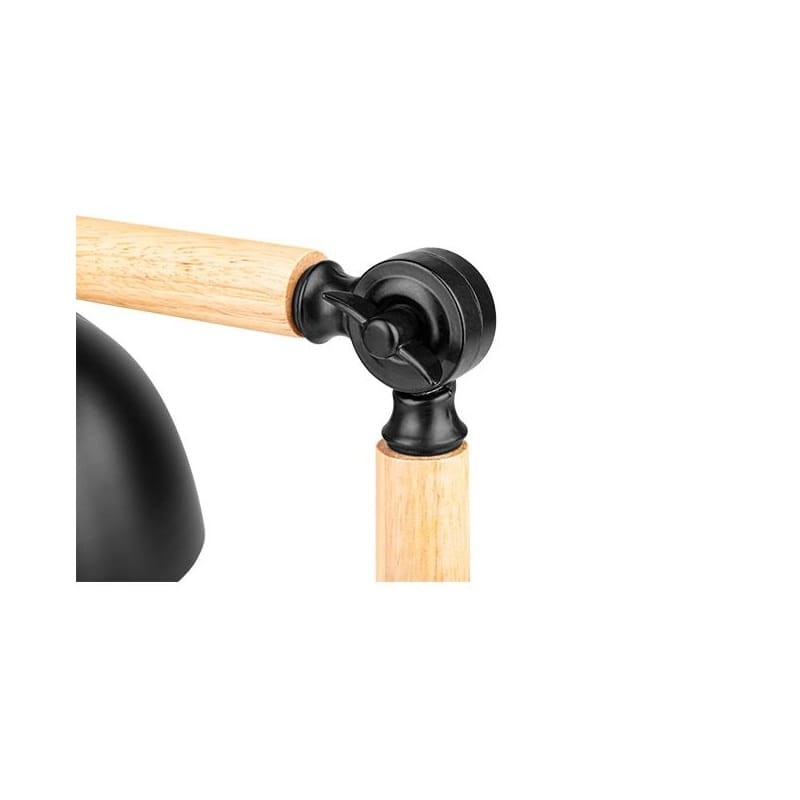 Lampka biurkowa WOODY E27 czarna + drewno regulowana