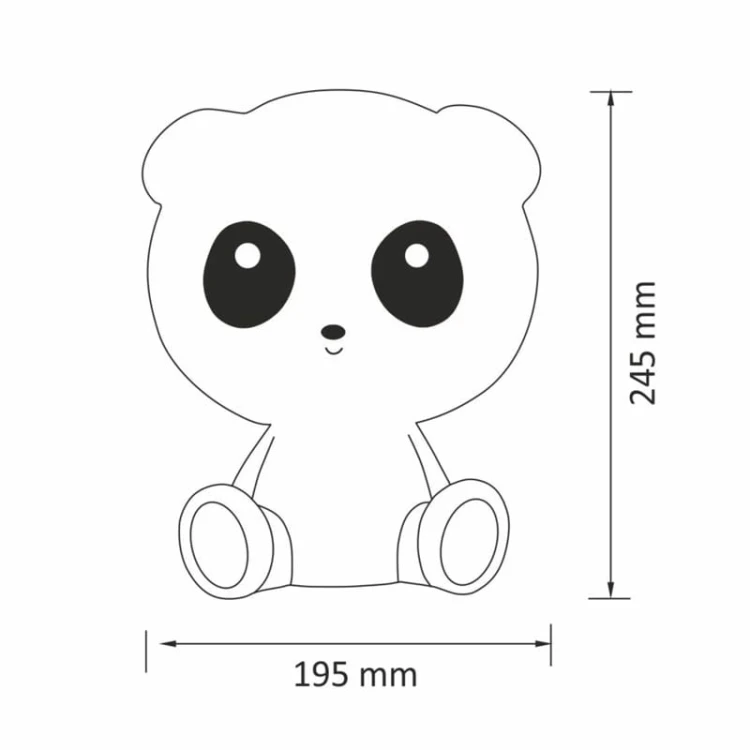 Lampka LED dekoracyjna Panda z akumulatorem + przewód USB-C wymiary