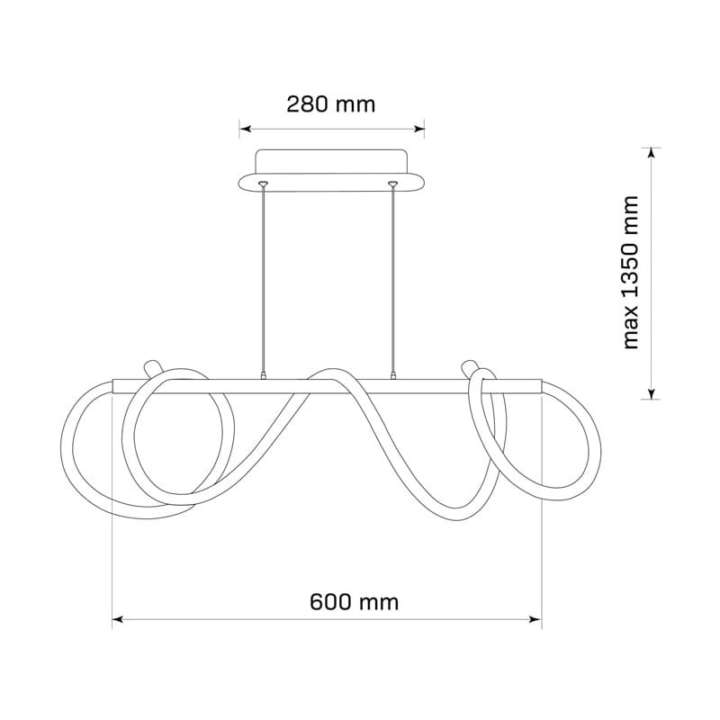 Lampa wisząca EMMA LED 38W 230V 4000K czarna wymiary