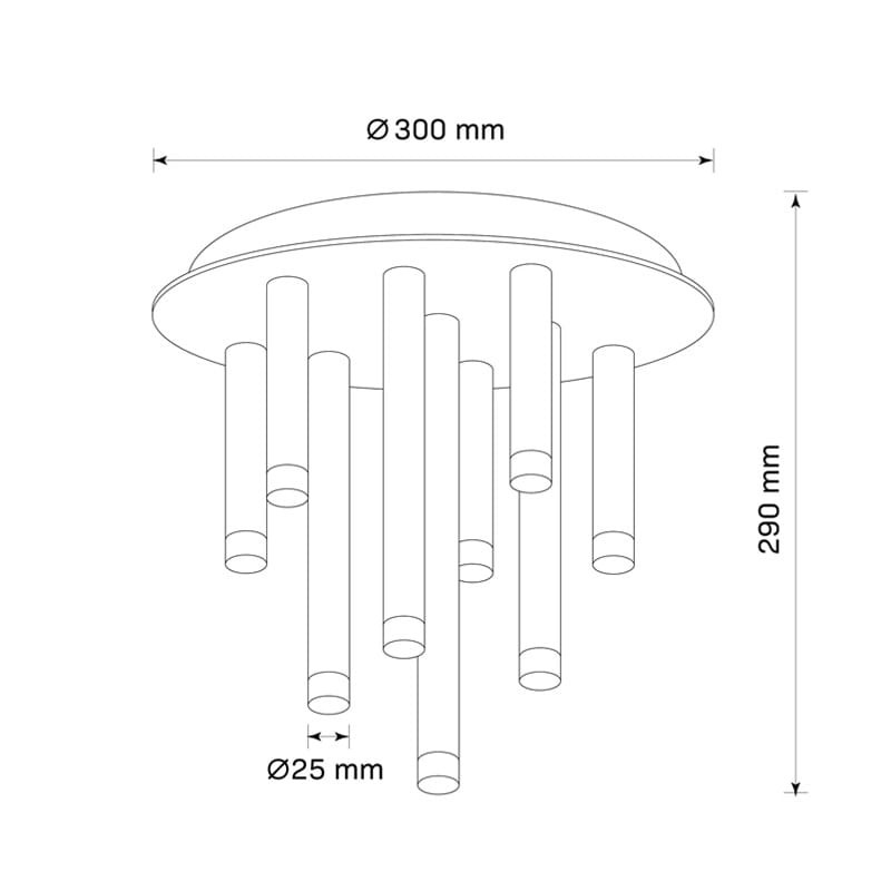Lampa sufitowa 9xG9 GLAM czarno-złota wymiary
