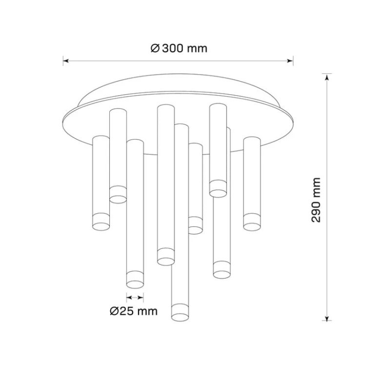 Lampa sufitowa 9xG9 GLAM czarna wymiary