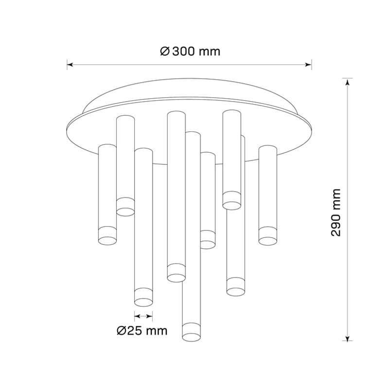 Lampa sufitowa 9xG9 GLAM czarna wymiary