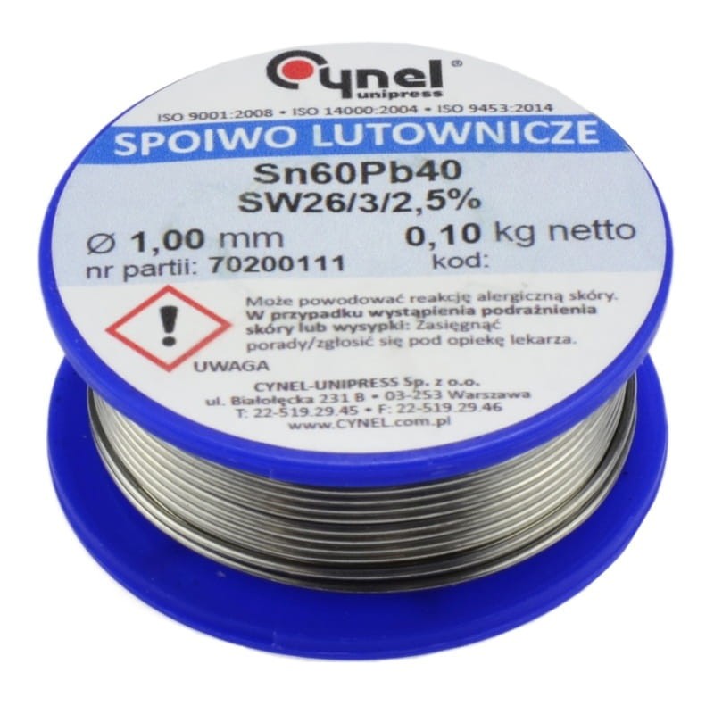 Cyna spoiwo CYNEL LC60-SW26 1,0mm / 0,10kg