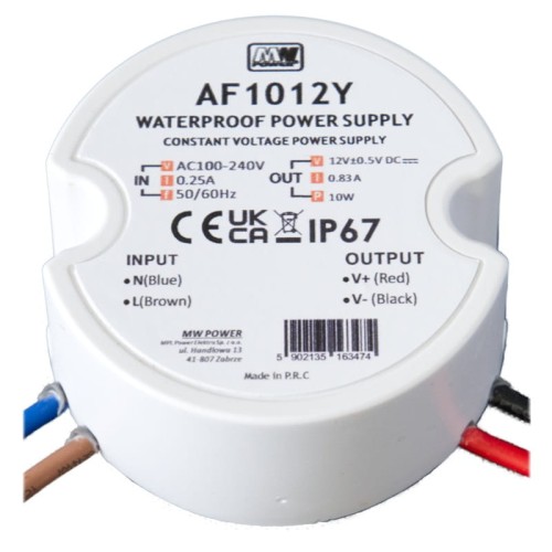 Zasilacz LED 10W 12V 0,83A puszkowy hermetyczny AF1012Y
