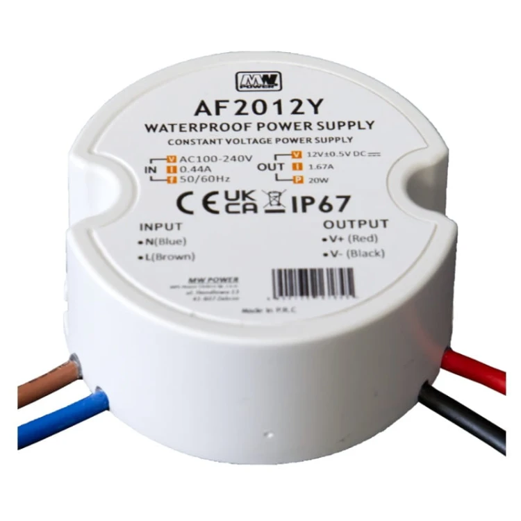 Zasilacz LED 20W 12V 1,67A puszkowy hermetyczny AF2012Y