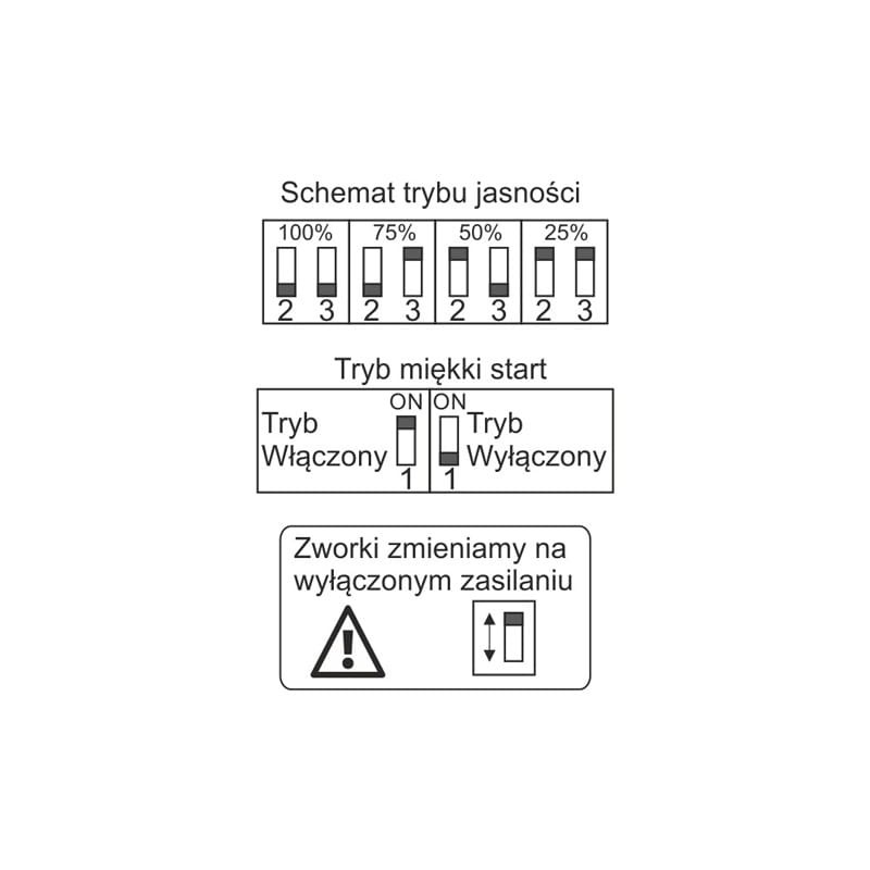 zasilacz 100W tryby jasności