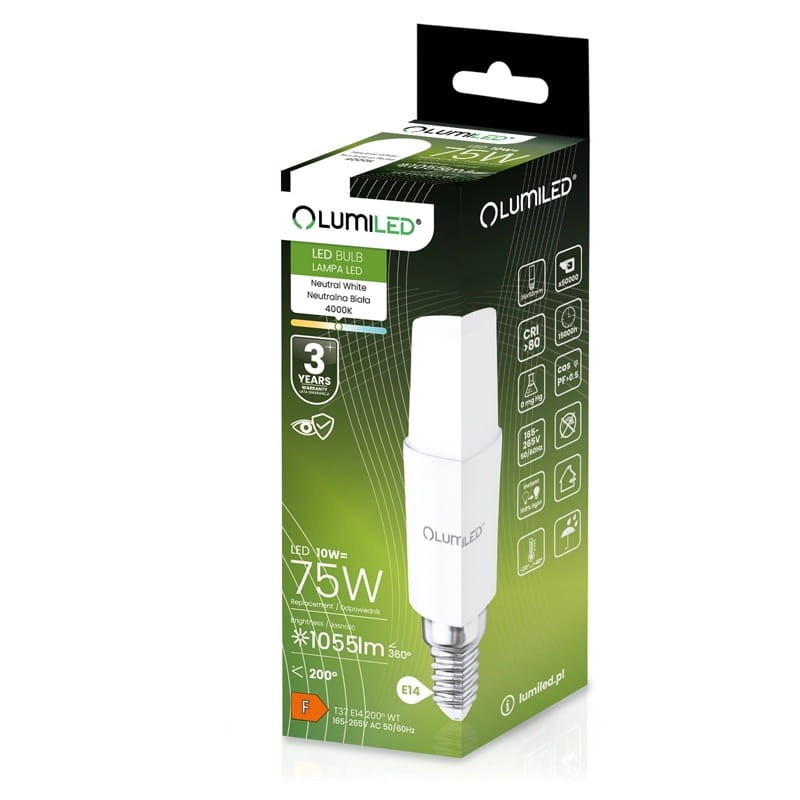 Żarówka LED E14 10W neutralna 4000K 1055lm Stick opakownie