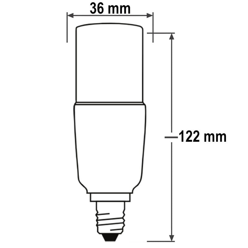 Żarówka LED E14 10W neutralna 4000K 1055lm Stick wymiary