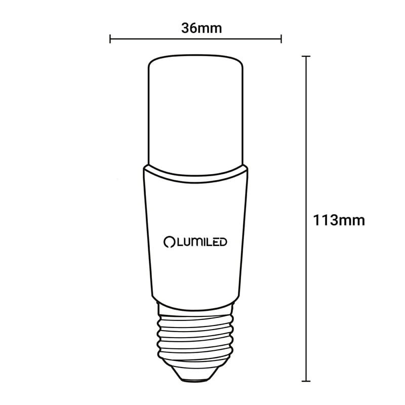 Żarówka LED E27 10W neutralna 4000K 1055lm Stick wymiary