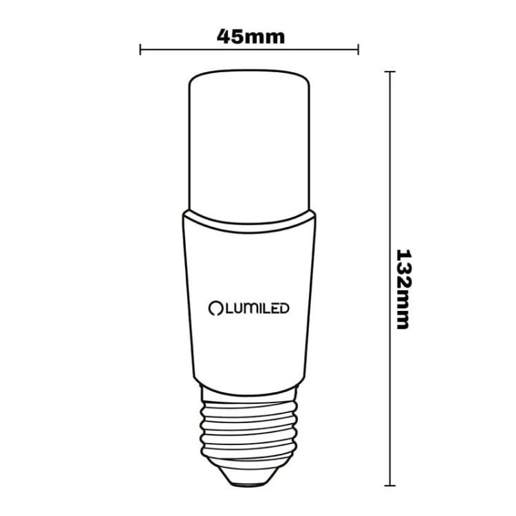 Żarówka LED E27 15W ciepła 3000K 1521lm Stick wymiary