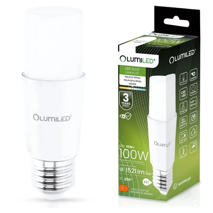 Żarówka LED E27 15W neutralna 4000K 1521lm Stick