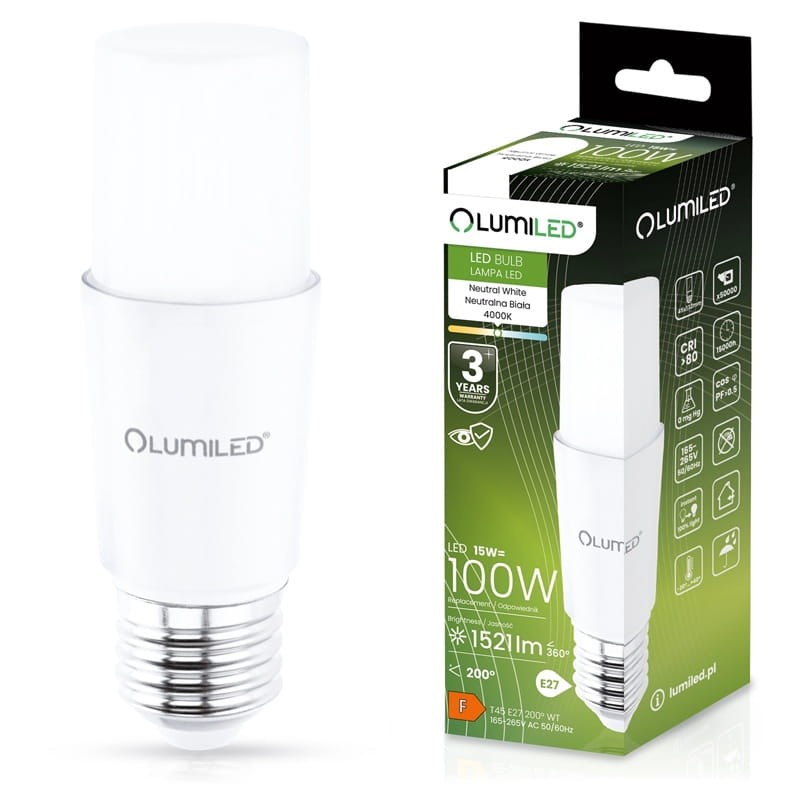 Żarówka LED E27 15W neutralna 4000K 1521lm Stick