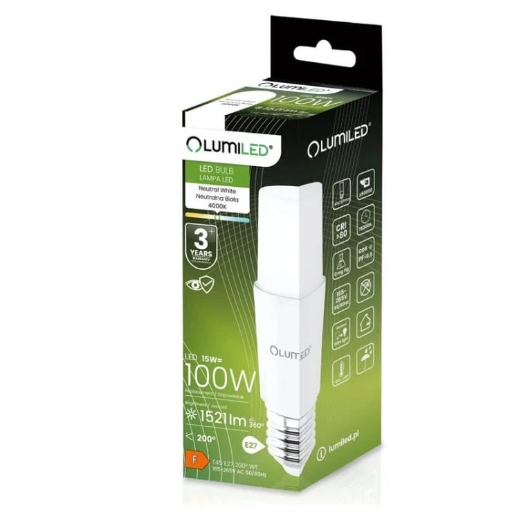 Żarówka LED E27 15W neutralna 4000K 1521lm Stick opakowanie