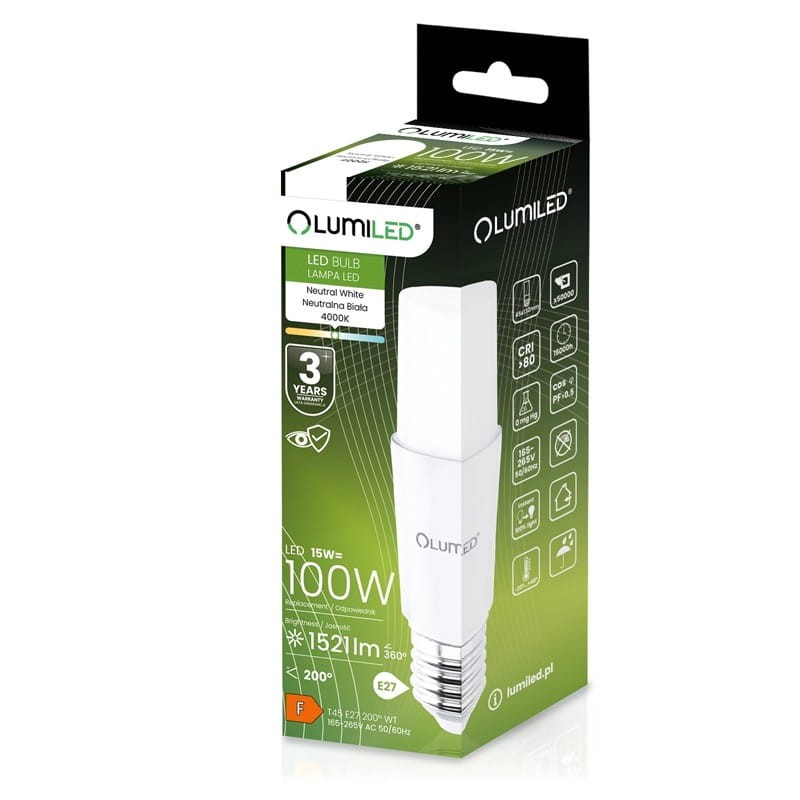 Żarówka LED E27 15W neutralna 4000K 1521lm Stick opakowanie