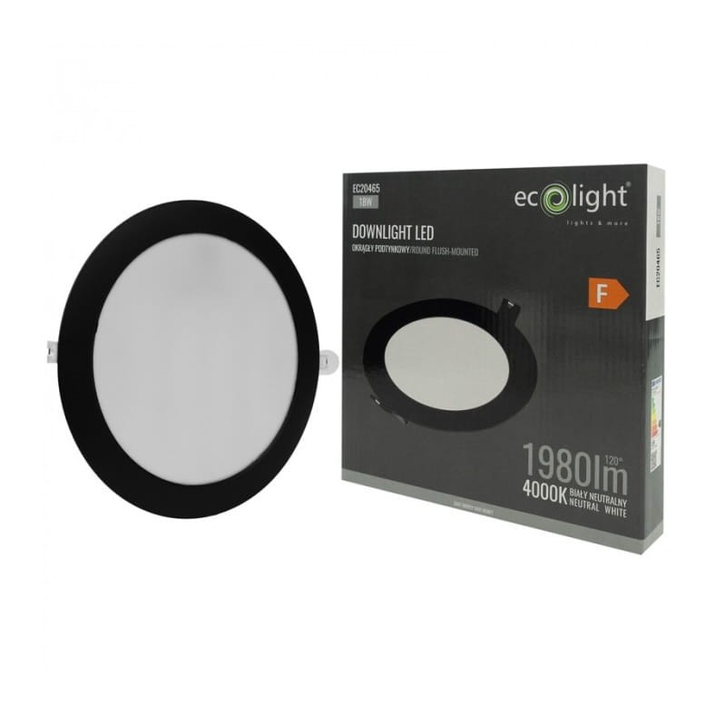 panel led 18W czarny podtynkowy
