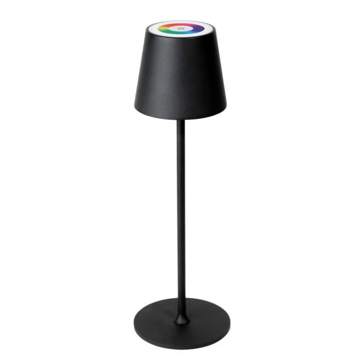 Lampka biurkowa stołowa restauracyjna czarna 1,5W RGB ładowalna