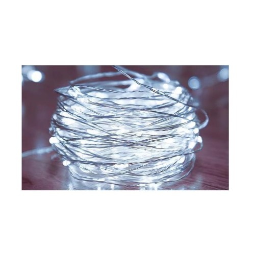 Łańcuch LED świąteczny 3xAA 50LED 5m biały zimny na stół świąteczny, choinkę stroik